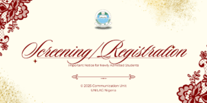 Screening and Registration - 2025 UNILAG Website