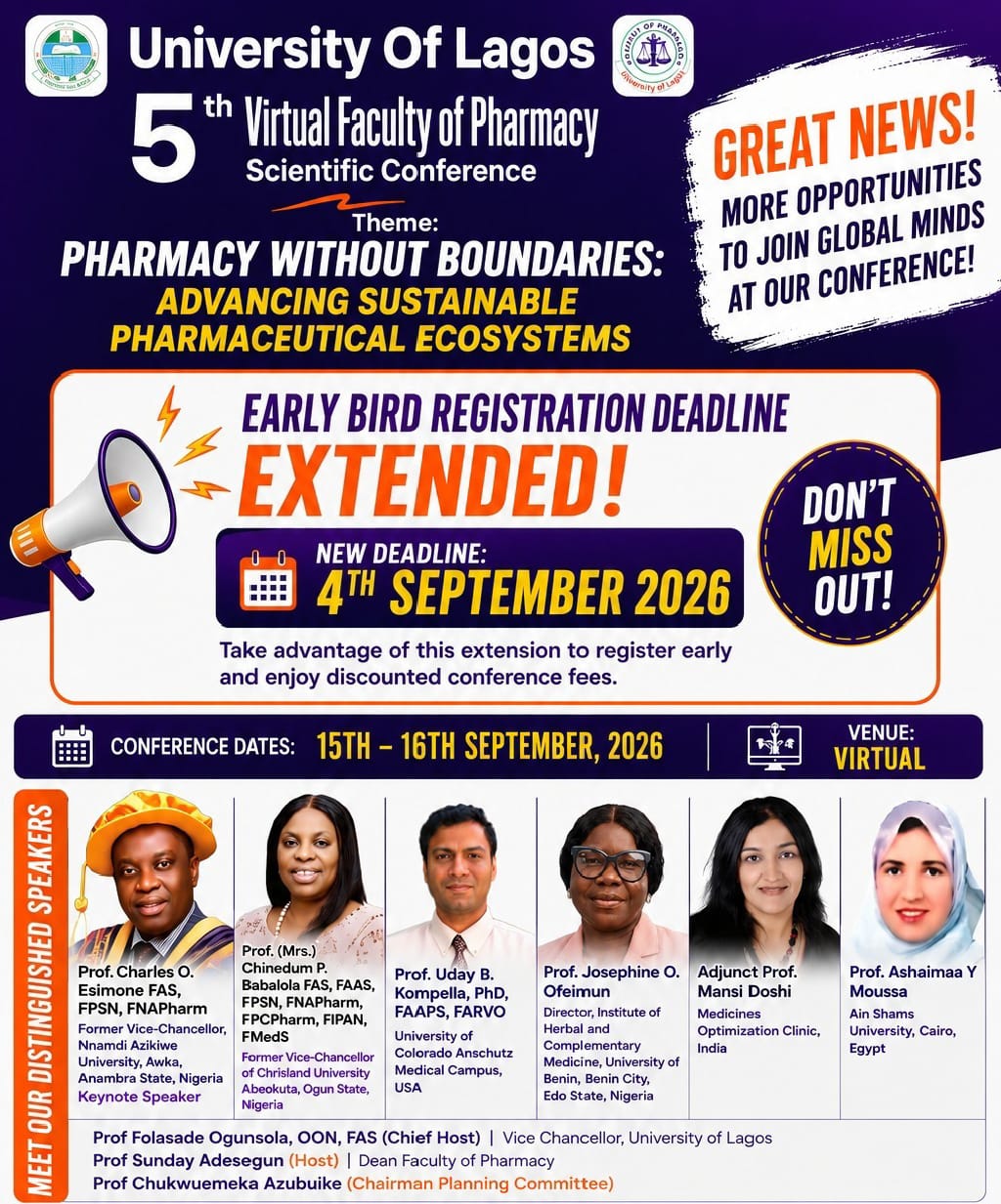 5th Virtual Faculty of Pharmacy Scientific Conference: Extension of Registration Deadline