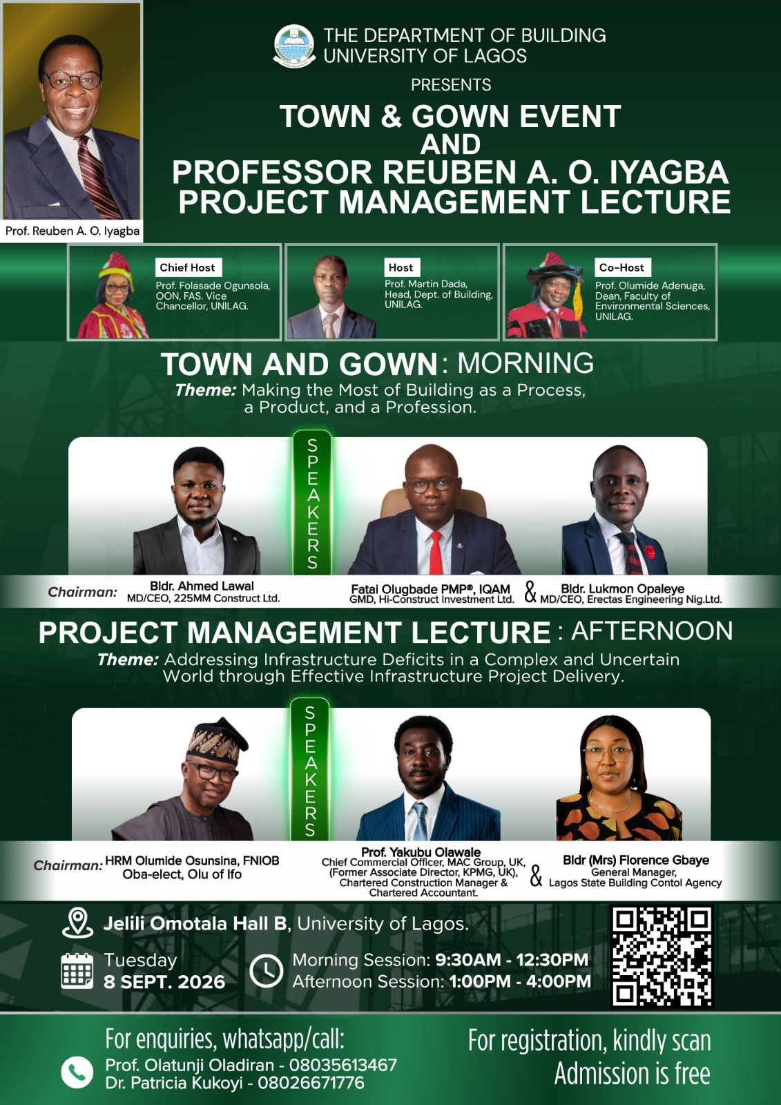 UNILAG Building Dept. Hosts Town & Gown Discourse and Annual Project Management Lecture, Sept. 8